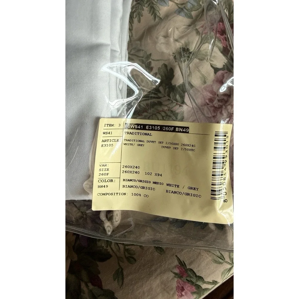 NEW Frette King Duvet Set White-Grey. Duvet And 2 Pillowcases